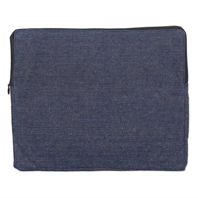 Funda para tableta de algodón bordada - Funda para Tablet de Algodón en Azul Marino y con Detalles Bordados