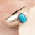 Sterling silver single-stone ring, 'Ocean Accent' - Sterling Silver Single-Stone Ring with Recon Turquoise (image 2) thumbail