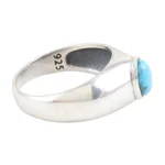 Sterling silver single-stone ring, 'Ocean Accent' - Sterling Silver Single-Stone Ring with Recon Turquoise