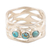 Sterling silver band ring, 'Glory of the Lake' - Sterling Silver Band Ring with Three Recon Turquoise Stones thumbail
