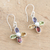 Multi-gemstone dangle earrings, 'Colorful Floral Dream' - Sterling Silver Floral Dangle Earrings with Multiple Gems