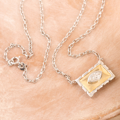 Collar con colgante de moissanita con detalles en oro - Collar con colgante acentuado de oro de 18 k con piedra moissanita