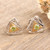 Gold-accented peridot drop earrings, 'Chic Geometry' - Gold-Accented Triangle Drop Earrings with Peridot Gemstones
