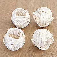 Handcrafted napkin rings, 'Neatly Bright' (set of 4) - Set of 4 Handcrafted Luminious Napkin Rings from India