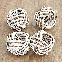 Handcrafted napkin rings, 'Neatly Interlaced' (set of 4) - Set of 4 Handwoven Napkin Rings from India