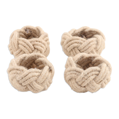 Natural Fiber Napkin Rings Handcrafted in India (Set of 4)