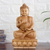 Holzskulptur - Handgeschnitzte Buddha-Skulptur aus Kadam-Holz aus Indien