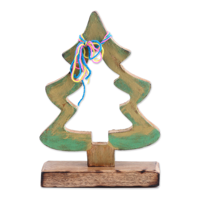 Handcrafted Mango Wood Christmas Tree Sculpture from India