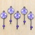 Ceramic coat hooks, 'Purple Spring' (set of 5) - Set of 5 Ceramic Coat Hooks with Hand-Painted Floral Motifs