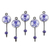 Ceramic coat hooks, 'Purple Spring' (set of 5) - Set of 5 Ceramic Coat Hooks with Hand-Painted Floral Motifs thumbail