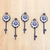 Ceramic coat hooks, 'Night Blooming' (set of 5) - Set of 5 Ceramic Coat Hooks with Hand-Painted Floral Details (image 2) thumbail