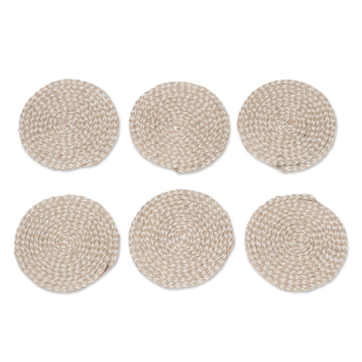 Set of 6 Handcrafted Cotton and Jute Coasters from India