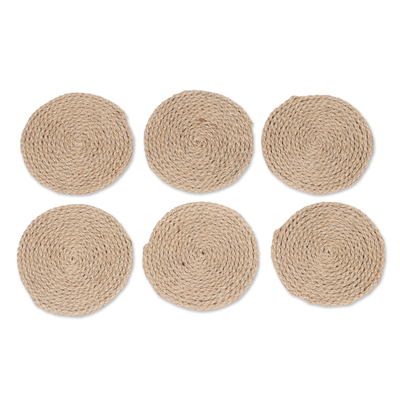 Set of 6 Handcrafted Eco-Friendly Braided Jute Coasters