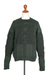 Men's cotton sweater, 'Gallant Green' - Men's Green Cotton Sweater with a Unique Pattern from India (image 2c) thumbail
