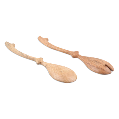 Wood salad spoons, 'Imperial Flavors' (set of 2) - Handcrafted Salad Spoons Crafted from Mango Wood (Set of 2)