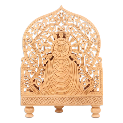 Holzskulptur - Handgeschnitzte Buddha-Skulptur aus Holz mit traditionellen Motiven