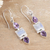 Amethyst and rainbow moonstone dangle earrings, 'Purple Prophecies' - 6-Carat Amethyst and Rainbow Moonstone Dangle Earrings