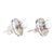 Multi-gemstone button earrings, 'Ocean Flora' - Faceted Multi-Gemstone Button Earrings Crafted in India