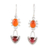 Carnelian and garnet dangle earrings, 'Courageous Crimson' - Carnelian Dangle Earrings with Faceted 5-Carat Garnet Gems (image 2a) thumbail