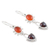 Carnelian and garnet dangle earrings, 'Courageous Crimson' - Carnelian Dangle Earrings with Faceted 5-Carat Garnet Gems (image 2c) thumbail