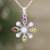 Multi-gemstone pendant necklace, 'Treasure Compass' - Sterling Silver Pendant Necklace with Colorful Jewels
