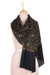 Wool blend shawl, 'Midnight Paradise' - Embroidered Wool Blend Shawl with Black and Yellow Accents