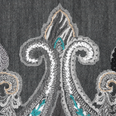 Hand-embroidered wool shawl, 'Caribbean Paisley' - Hand-Embroidered Wool Shawl with Turquoise Details