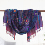 Hand-embroidered wool shawl, 'Blooming Mirage' - Hand-Embroidered Wool Shawl with Vibrant Floral Pattern