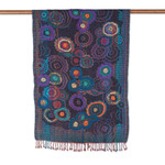Hand-embroidered wool shawl, 'Blooming Mirage' - Hand-Embroidered Wool Shawl with Vibrant Floral Pattern