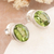 Peridot stud earrings, 'Nature Duet' - Sterling Silver Stud Earrings with Oval 3-Carat Peridot Gems