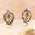 Citrine button earrings, 'Joy Drops' - Sterling Silver Button Earrings with Faceted Citrine Stones
