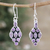Amethyst dangle earrings, 'Purple Tower' - Sterling Silver Dangle Earrings with 3-Carat Amethyst Gems (image 2) thumbail