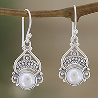 Pendientes colgantes de perlas cultivadas, 'Touch of Glam' - Pendientes colgantes de plata de ley con perlas cultivadas