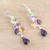 Multi-gemstone dangle earrings, 'Burst of Color' - Multi-Gemstone Sterling Silver Dangle Earrings from India