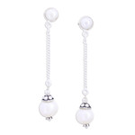 Cultured pearl dangle earrings, 'Charming Dream' - Sterling Silver Dangle Earrings with Cultured Pearls