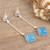 Chalcedony and blue topaz dangle earrings, 'Chic Diamond' - Sterling Silver Dangle Earrings with Chalcedony & Blue Topaz
