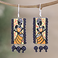 Ceramic dangle earrings, 'Ancestral Beauty' - Handcrafted Traditional Ceramic Dangle Earrings from India