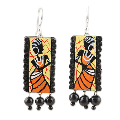 Handcrafted Traditional Ceramic Dangle Earrings from India