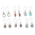Gemstone dangle earrings, 'Everyday Gems' (set of 6) - Set of 6 Sterling Silver Gemstone Dangle Earrings from India thumbail