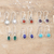 Gemstone dangle earrings, 'Daily Jewels' (set of 6) - Set of 6 Polished Sterling Silver Gemstone Dangle Earrings (image 2b) thumbail