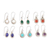 Gemstone dangle earrings, 'Daily Jewels' (set of 6) - Set of 6 Polished Sterling Silver Gemstone Dangle Earrings (image 2c) thumbail
