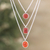 Carnelian strand pendant necklace, 'Lucky Shapes' - Sterling Silver 3-Strand Carnelian Pendant Necklace (image 2) thumbail