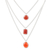 Carnelian strand pendant necklace, 'Lucky Shapes' - Sterling Silver 3-Strand Carnelian Pendant Necklace thumbail