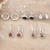 Gemstone earrings, 'Precious Styles' (set of 5) - Set of 5 Sterling Silver Gemstone Earrings Crafted in India