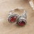 Garnet wrap ring, 'Red Perseverance' - Polished Sterling Silver Wrap Ring with Natural Garnet Gems (image 2) thumbail