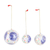 Papier mache ornaments, 'Holiday Buds' (set of 3) - Set of 3 Papier Mache Ornaments with Blue Floral Details (image 2a) thumbail