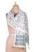 Cotton shawl, 'Safron Vines' - Block-Printed Cotton Shawl with Leafy and Floral Pattern