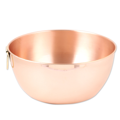 Large Polished Copper Gold Handles Mixing Bowl