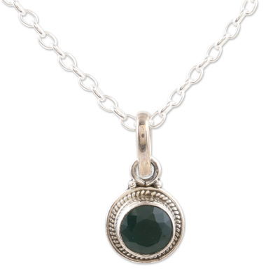 Onyx jewelry set, 'Sparkling Green' - Sterling Silver and Green Onyx Necklace and Earrings