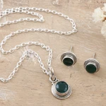 Onyx jewelry set, 'Sparkling Green' - Sterling Silver and Green Onyx Necklace and Earrings